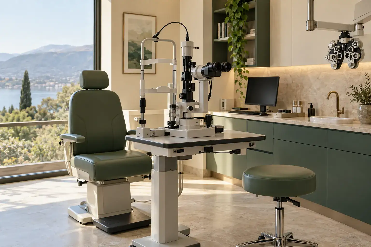 Concept illustration of an ophthalmology examination room