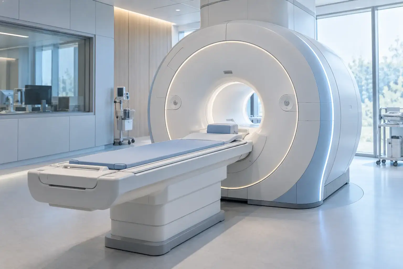 Concept illustration of a bright MRI examination room